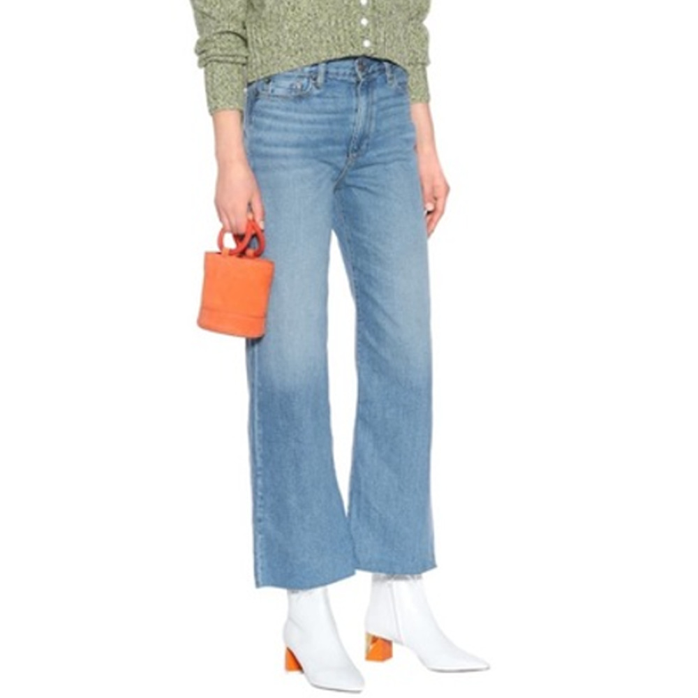 Simon Miller High-Waisted Raw Hem Wide Leg‎ Jeans Blue Size 28